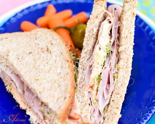 Mediterranean Ham and Veggie Sandwich with Hummus