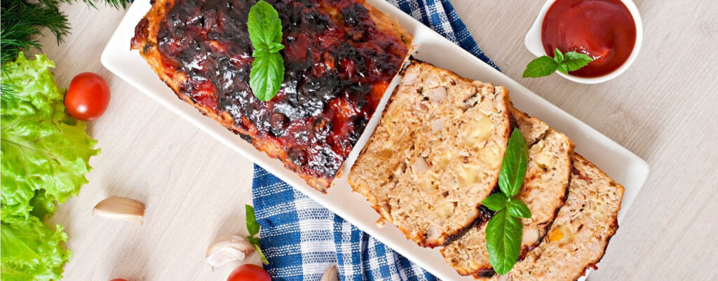 Meatloaf on a kitchen counter top.