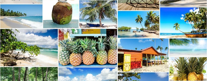 A collage of beach photos from the Dominican Republic.