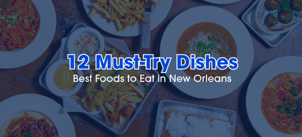 A collection of New Orleans foods on a table.