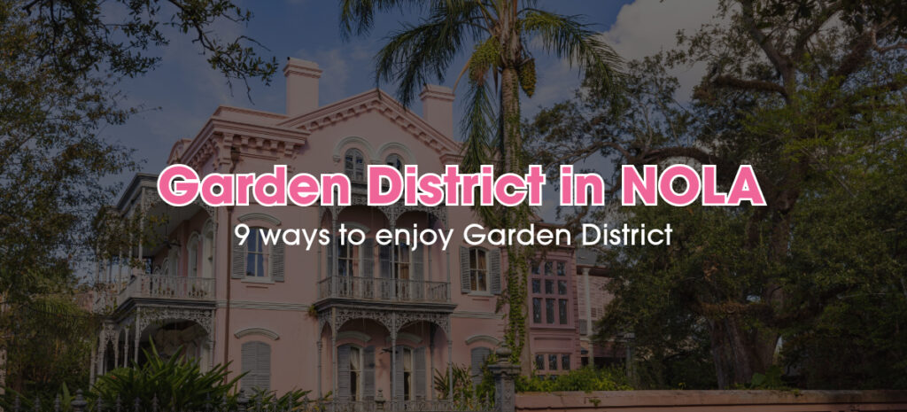 A historic pink building in the Garden District in New Orleans.