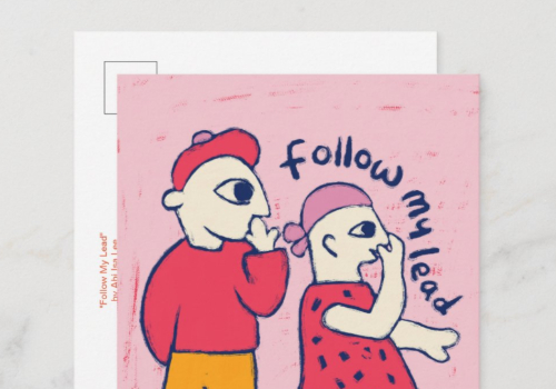 "Follow My Lead" Postcard by Bimble Art Studio