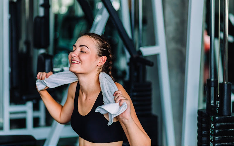 A woman working out in a gym