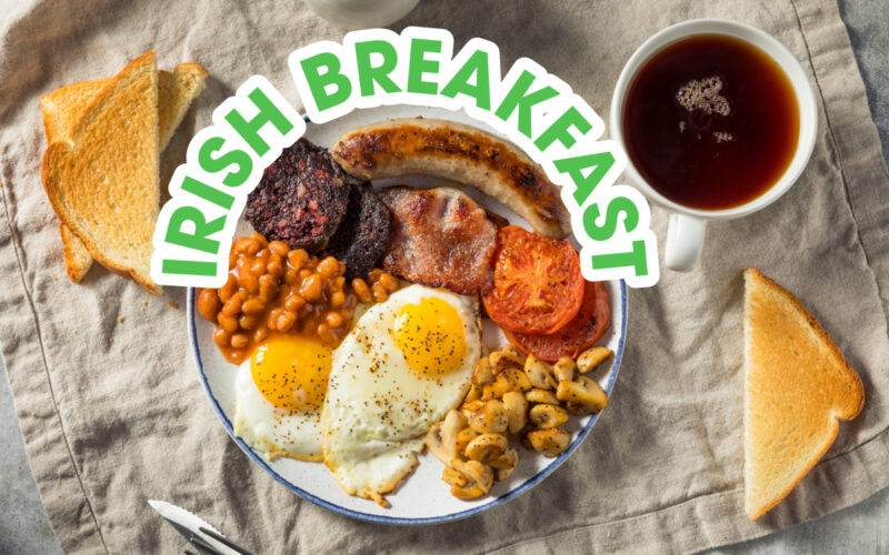 A plate of a traditional full Irish Breakfast.