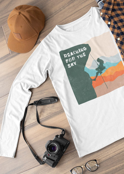 Reaching for the sky climbing long sleeves shirt.