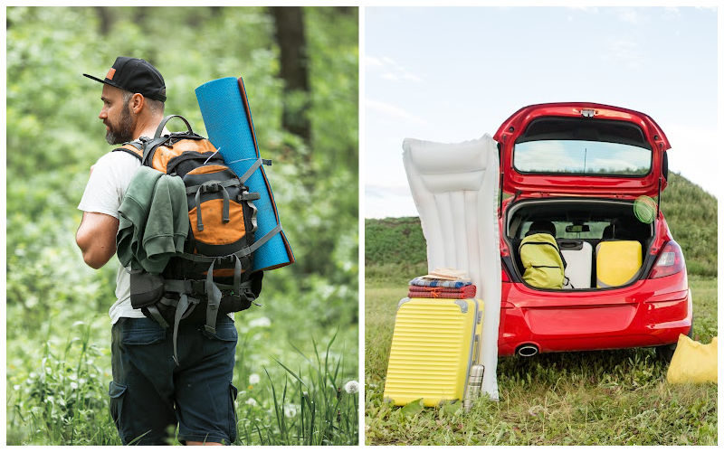 A hiker and a camping car