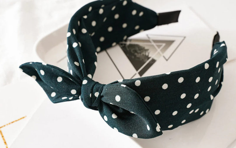 Polka dot wide padded headband.